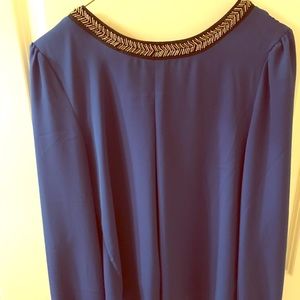 Blue open back cute shirt